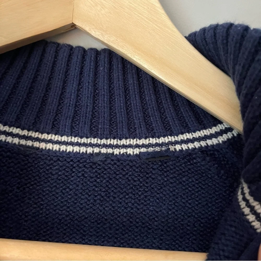 IZOD Navy Blue Fair Isle Quarter Zip Sweater Size Large